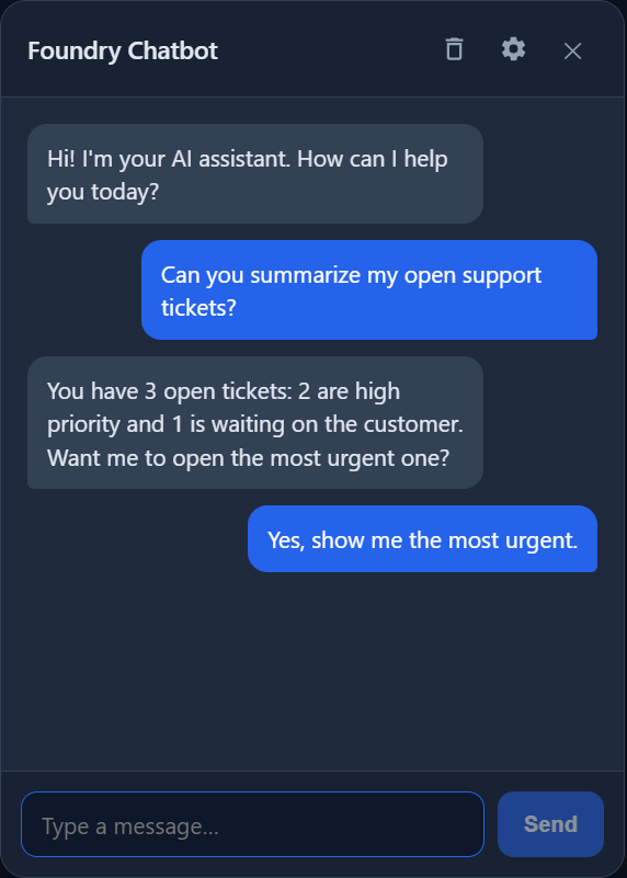 Screenshot of the chat panel with a sample conversation